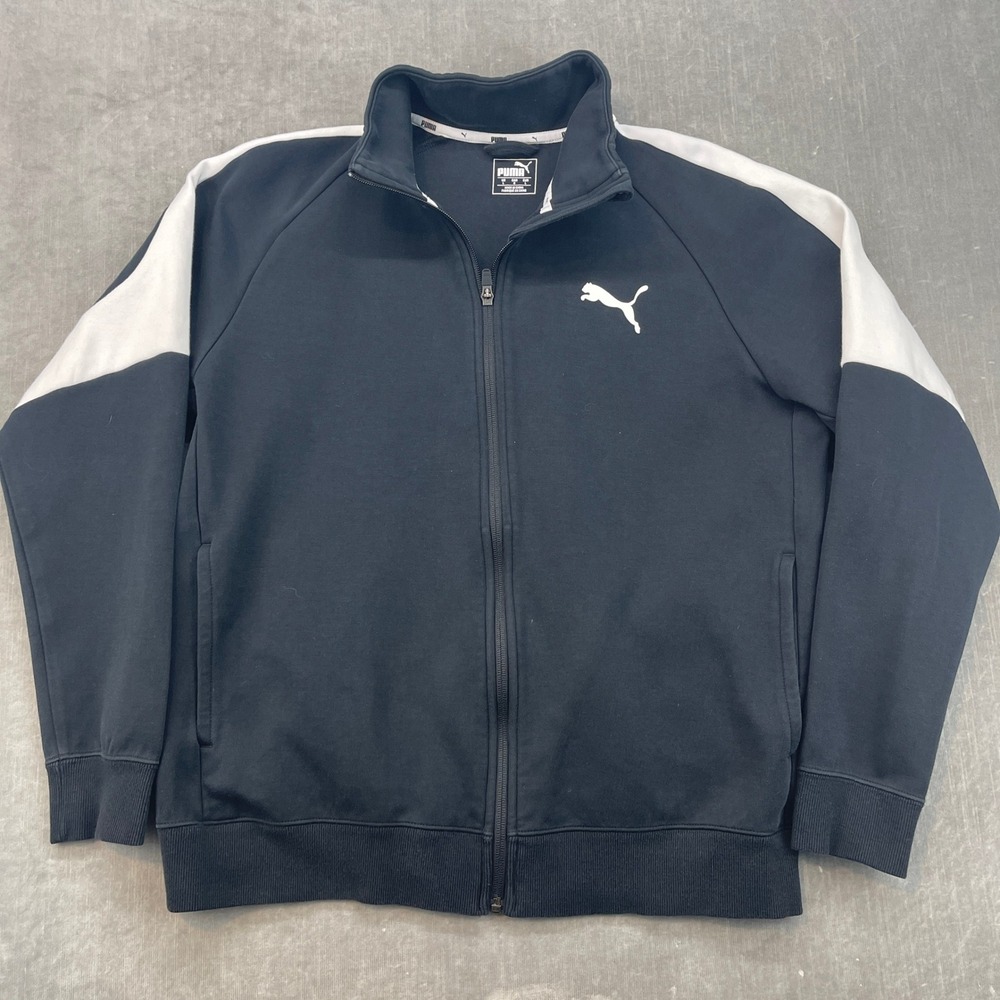 Puma Mens Large‎ Black White Colorblock Full Zip Heavy Track Jacket 854561-01